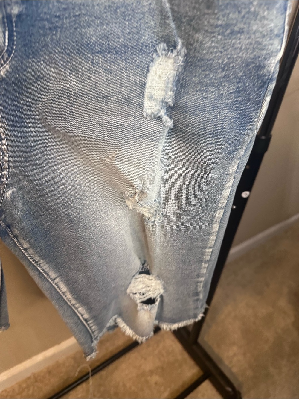 Fashion Nova Distressed Light Blue Denim Jean Shorts - Picture 4 of 4